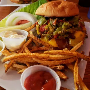 a burger and fries