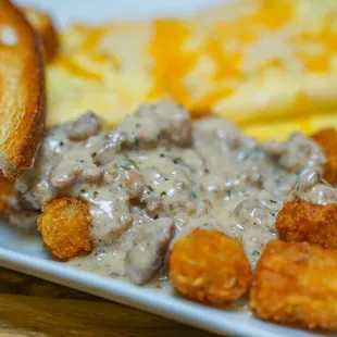 Sausage Gravy is a must....