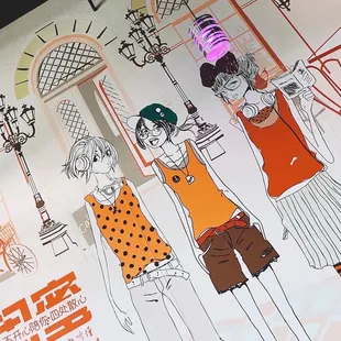 a group of people in a cafe