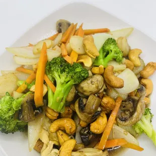 a plate of mixed vegetables