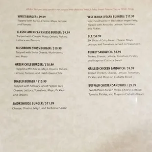 Burgers &amp; sandwiches