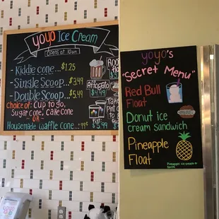 Sweet ice cream menu