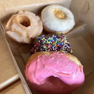 Glazed Old Fashioned. Crème Brûlée. Chocolate Long John. Raspberry Glazed.