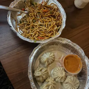 two plates of food on a table