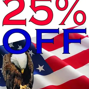 25 % off military monday