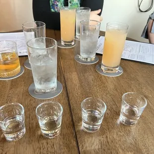 Clockwise from the top: Still Fashionable (old fashioned), Paloma, Paloma, and The Four Seasons (4 Gin flight).