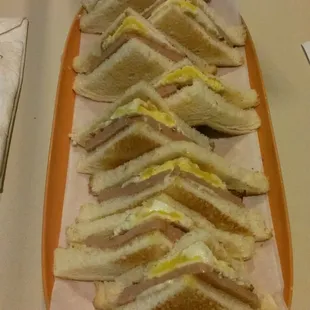 Spam and egg sandwiches