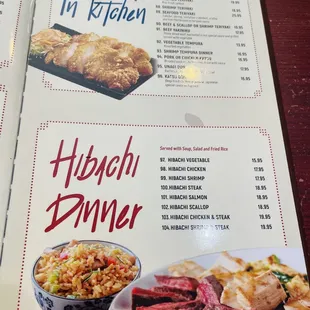 the menu for the restaurant