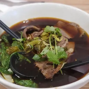 Szechuan Spicy Beef Noodle Soup with handmade noodles