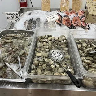 a variety of seafoods