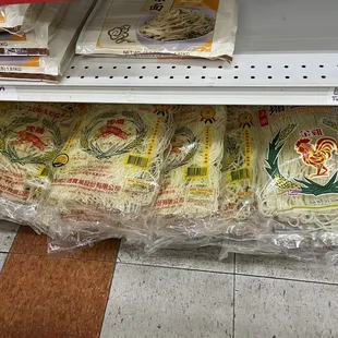 a variety of noodles