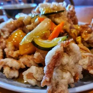 Tangsuyuk - deep fried pork w/ sweet and sour sauce you pour over