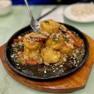 Grilled Japanese Tofu on a Sizzling Plate