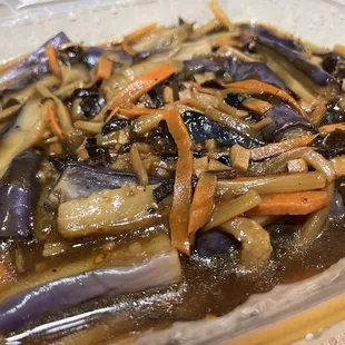 Eggplant with hot sauce. Very good. Included my favorite wood ear mushrooms too!