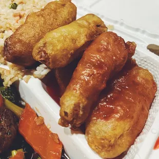 Sweet and sour chicken. Soooo good!!! I will ask for more sauce next time!