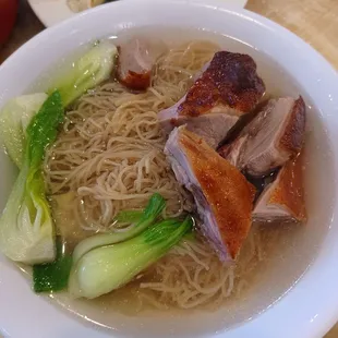 Roasted duck &amp; won ton noodle soup, $9.95.