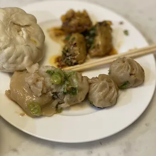 Boa Bun, XLB, soup dumplings and pan fried dumplings in chili sauce.