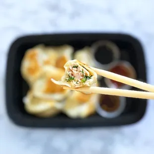 Cross-section: Pork, Shrimp, Egg & Chive Potsticker
