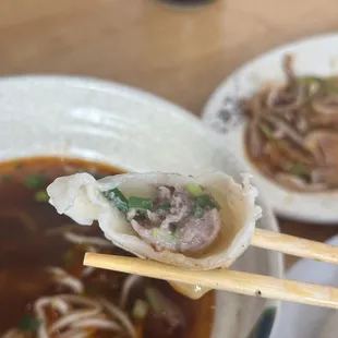 beef, lamb, fish dumplings