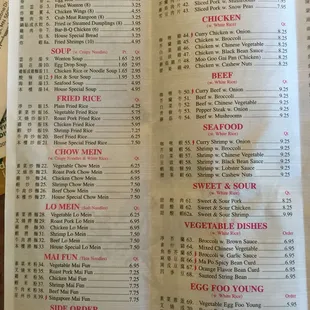 menu