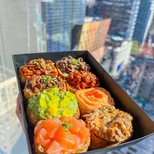 Pork Jaeyook - Beef Bulgogi - Spicy Mushroom - Spicy Chicken - Avocado - Myungran Mayo - Salmon - Spicy Tuna