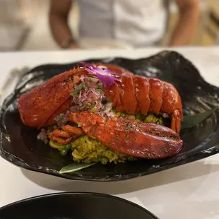 Arroz con mariscos with lobster