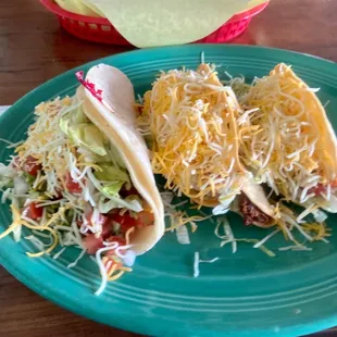 Cachina pabil (sp?) pork taco, shredded beef &amp; chicken crispy taco