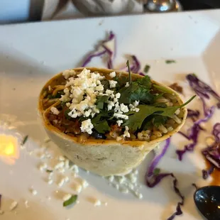 Shredded beef burrito