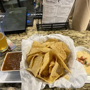 Chips and Queso, Salsa and Chips