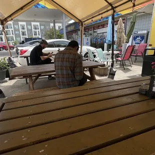The tables out front