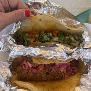 Al Pastor &amp; Conchinita Pibil on homemade corn