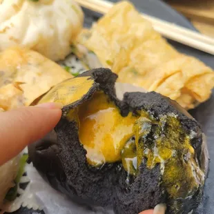 Inside lava salted egg yolk.