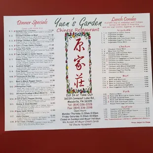 menu