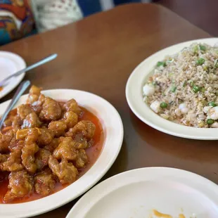 Seafood Fried Rice &amp; Orange chicken great choice