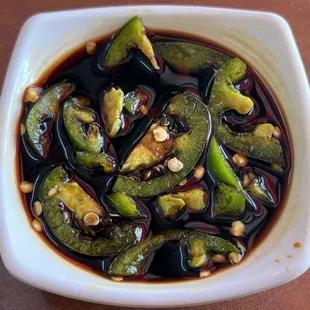 Jalapeños in soy sauce. Spicy and delicious