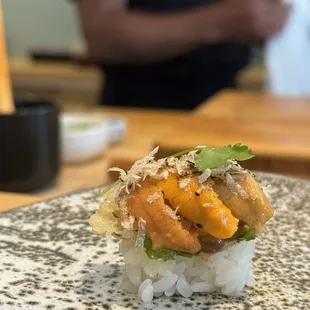 Japanese uni shiso tempura