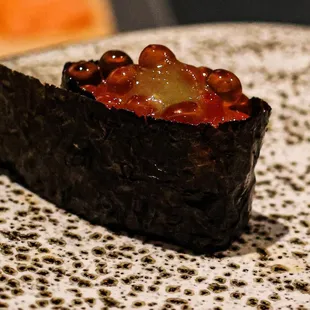 a closeup of the sushi