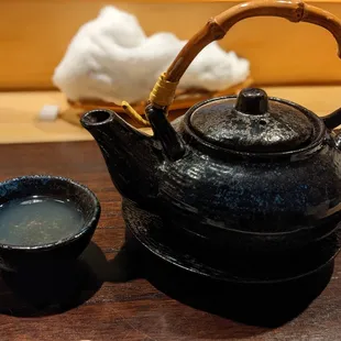 Amazing soup, served in a personal teapot