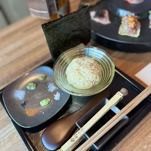 Sushi rice, seaweed, salt and seasonings, soy sauce