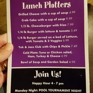 Menu: Specials