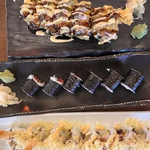 Lobster Tempura Roll,  Bluefin Tuna Roll, &amp; Georgia Crunch Roll