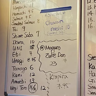 Special items for the day