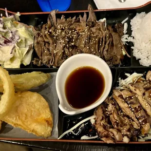 07.27.24 Bento Box - Beef Teriyaki, Chicken Teriyaki and Mixed Tempura