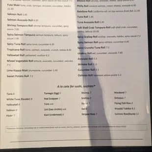 menu