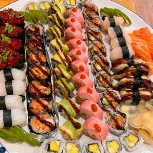 a variety of sushi on a plate