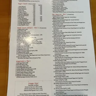 menu