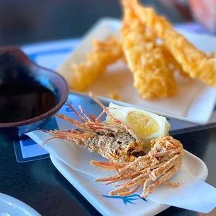 Shrimp Tempura App (5 pc-$9) &amp; Fried Amaebi Heads (from nigiri)