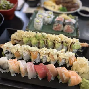 sashimi, sushi, sushi and sashimi, food