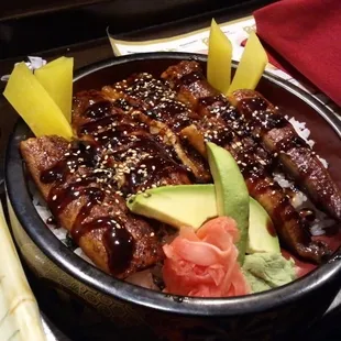 Special unaju.  An ENTIRE eel!