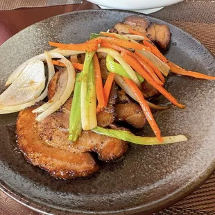 This is the chashu pork (that tastes like bacon) that you eat with the ramen. So crispy, flavorful and delicious.